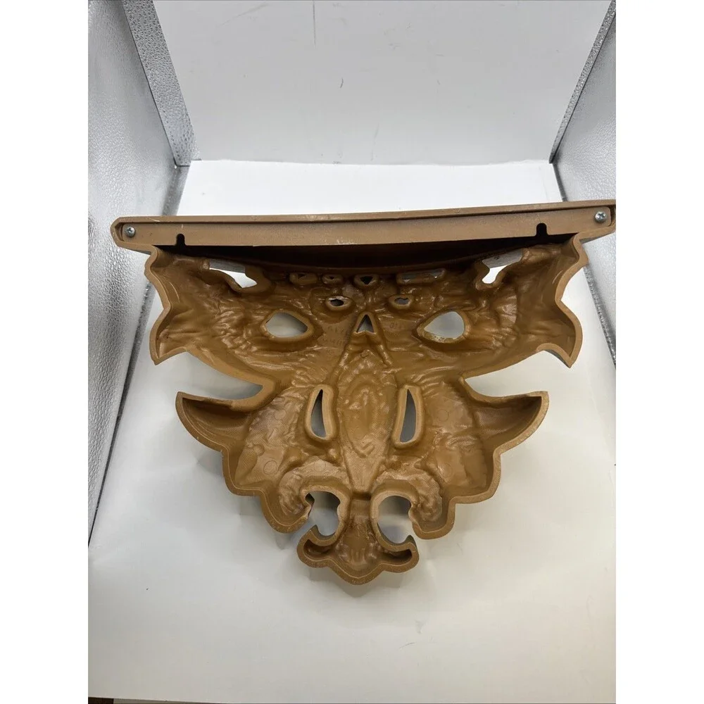 VTG Hollywood Regency Ornate Gold Fleur de lis  Scroll Wall Shelves  Sconces